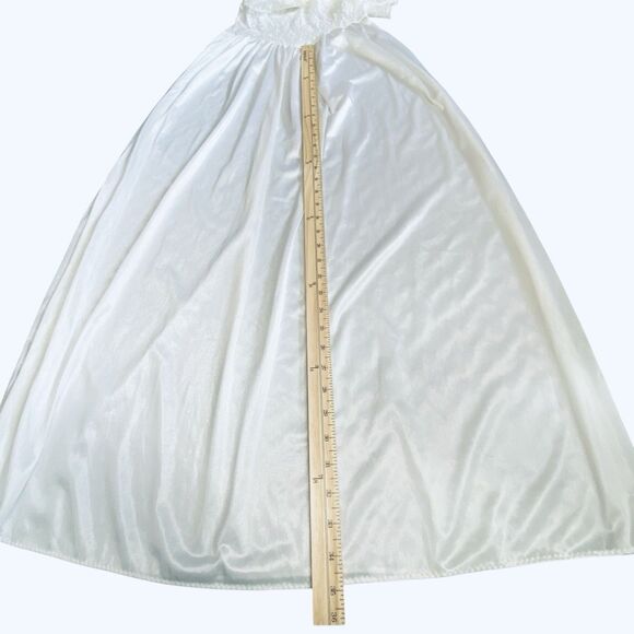Vintage Cinema Etoile Long White Stretch Lace Bodice Nightgown Nylon Size Large - Picture 11 of 12